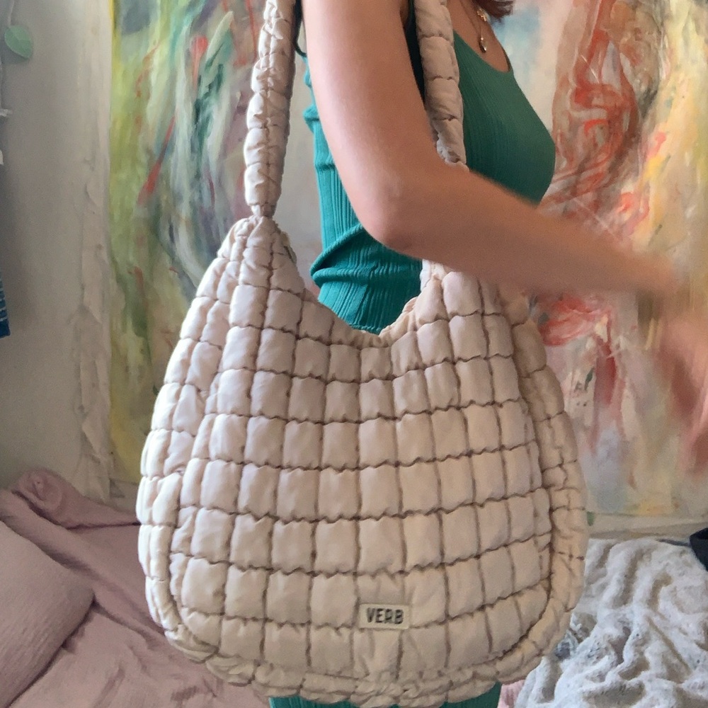 Cream Quilted Tote Bag